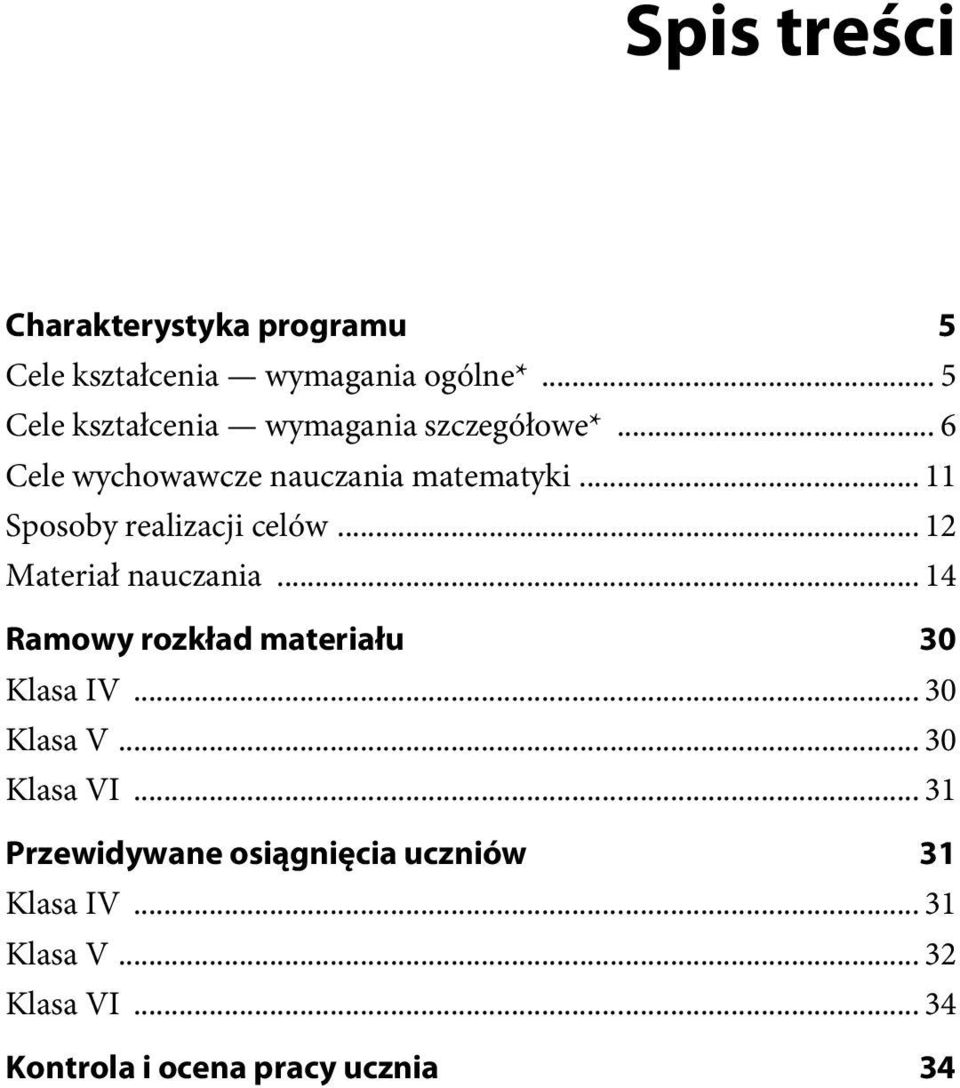 .. 11 Sposoby realizacji celów... 12 Materiał nauczania... 14 Ramowy rozkład materiału 30 Klasa IV.