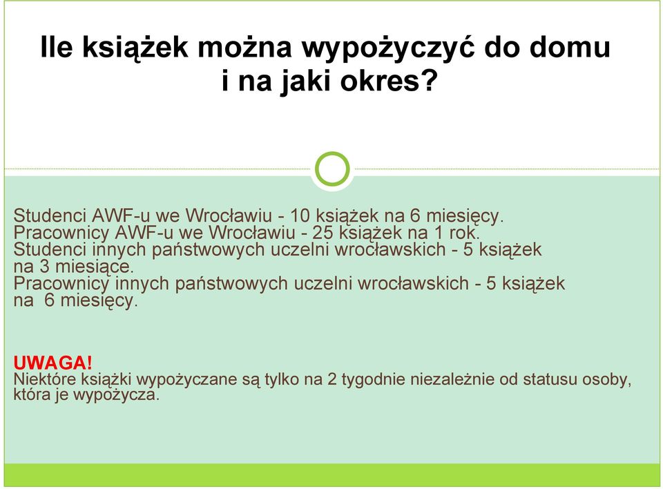 Pracownicy AWF-u we Wrocławiu - 25 książek na 1 rok.