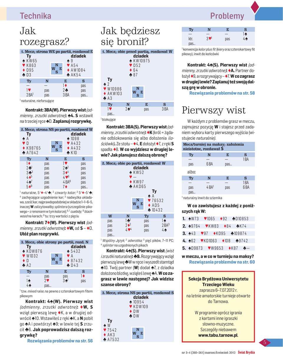 Pierwszy wist (odmienny, zrzutki odwrotne): 4. S wstawił na trzeciej ręce D. Zaplanuj rozgrywkę. 2.