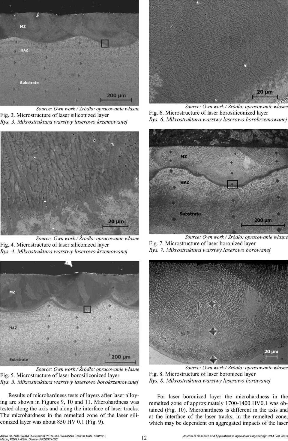 5. Microstructure of laser borosiliconized layer Rys. 5.