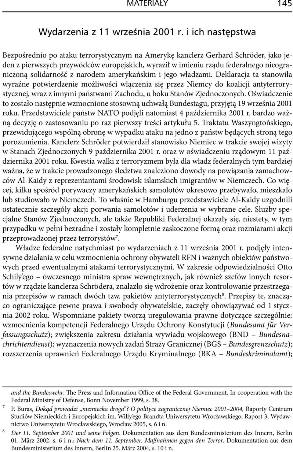 solidarność z narodem amerykańskim i jego władzami.