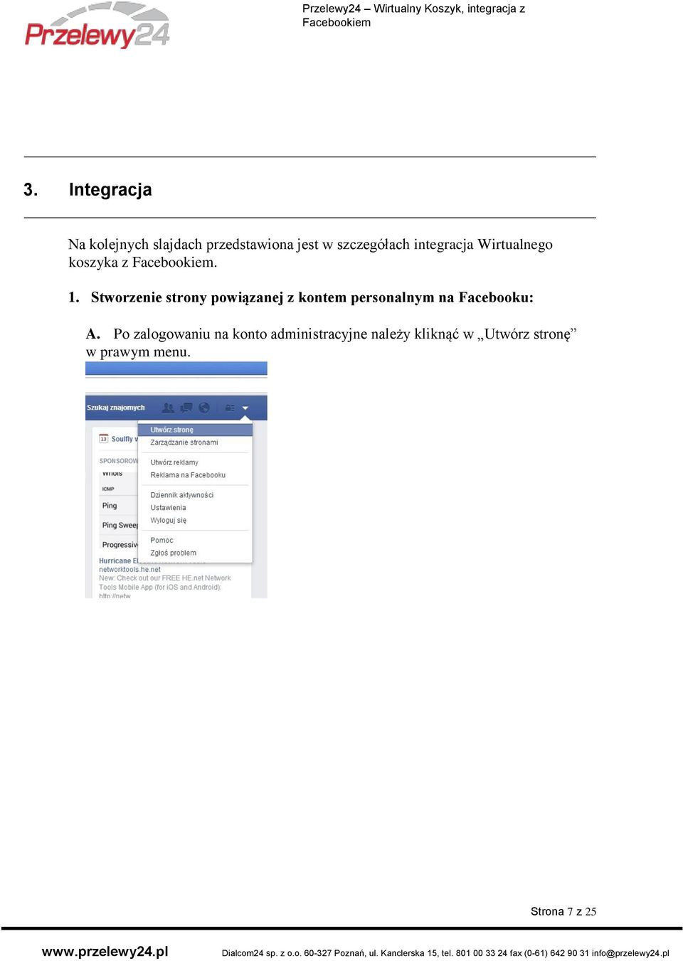 Stworzenie strony powiązanej z kontem personalnym na Facebooku: A.