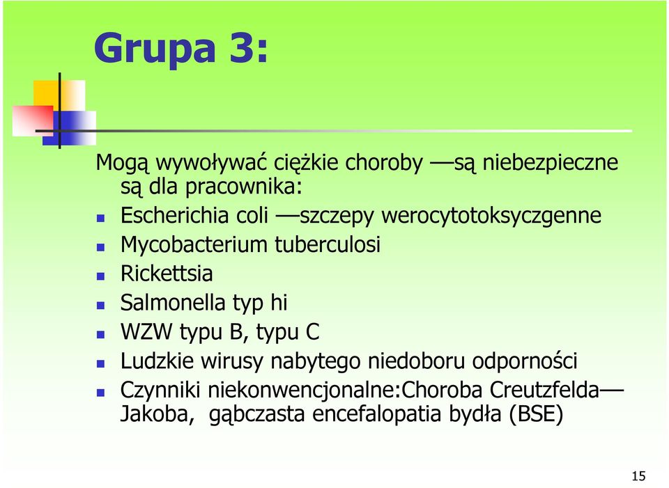 Salmonella typ hi WZW typu B, typu C Ludzkie wirusy nabytego niedoboru odporności