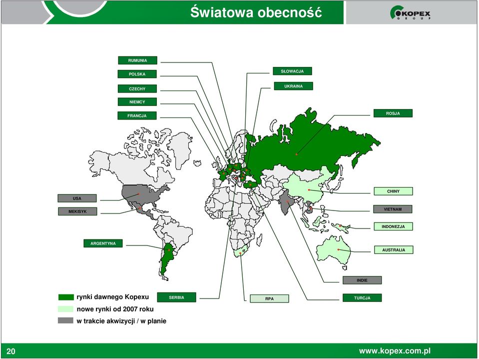 ARGENTYNA AUSTRALIA INDIE rynki dawnego Kopexu nowe rynki
