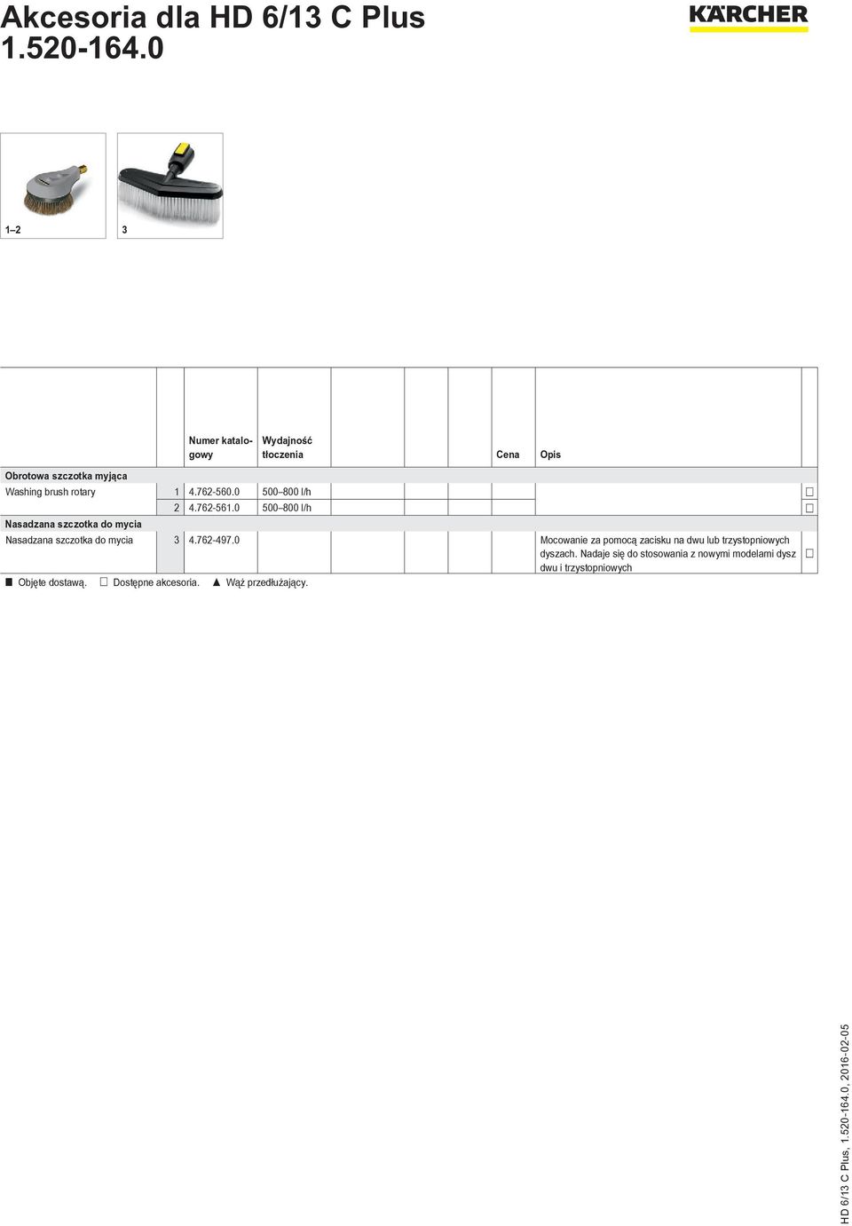 0 500 800 l/h Nasadzana szczotka do mycia Nasadzana szczotka do mycia 3 4.762-497.