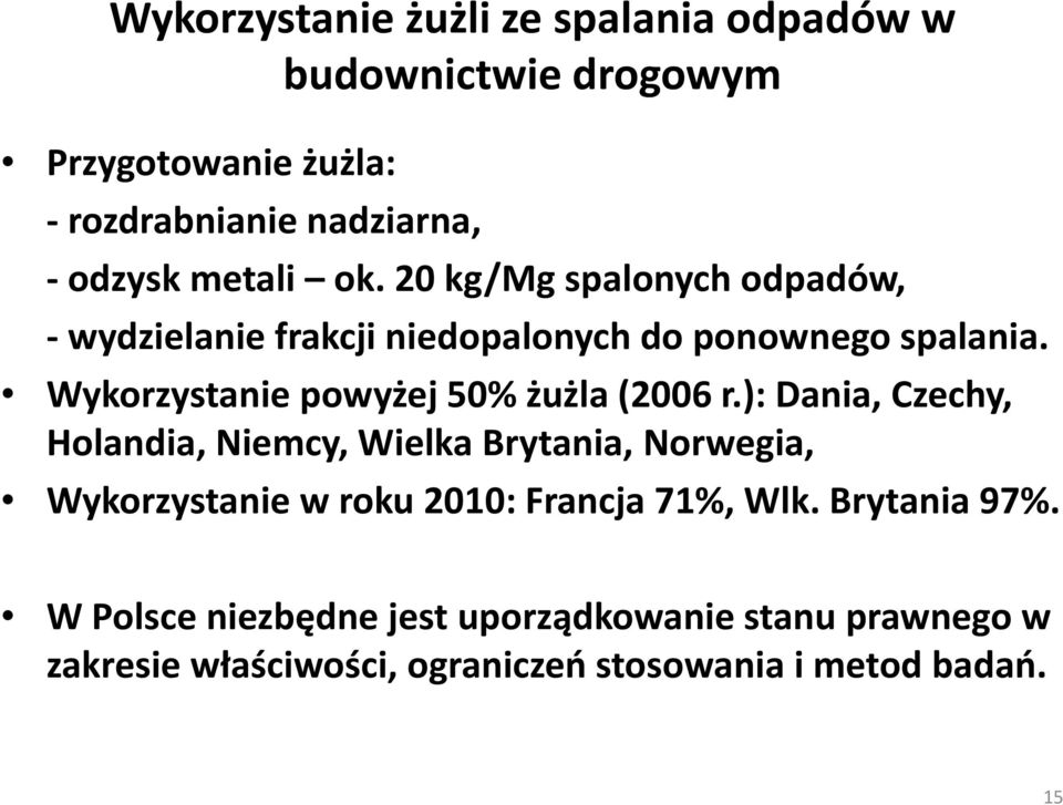 Wykorzystanie powyżej 50% żużla (2006 r.