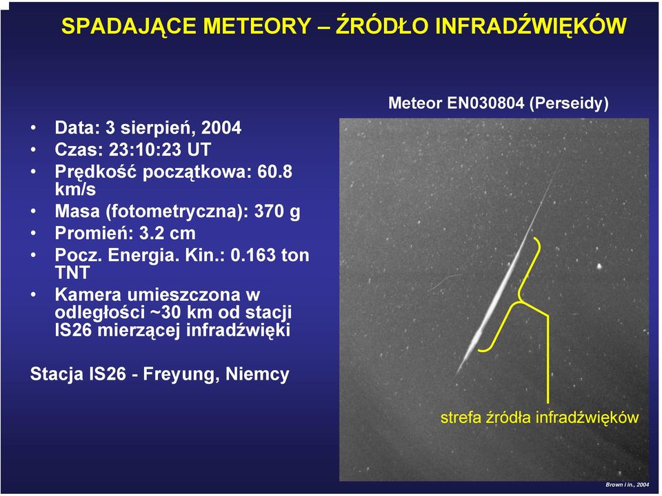 163 ton TNT Kamera umieszczona w odległości ~30 km od stacji IS26 mierzącej infradźwięki