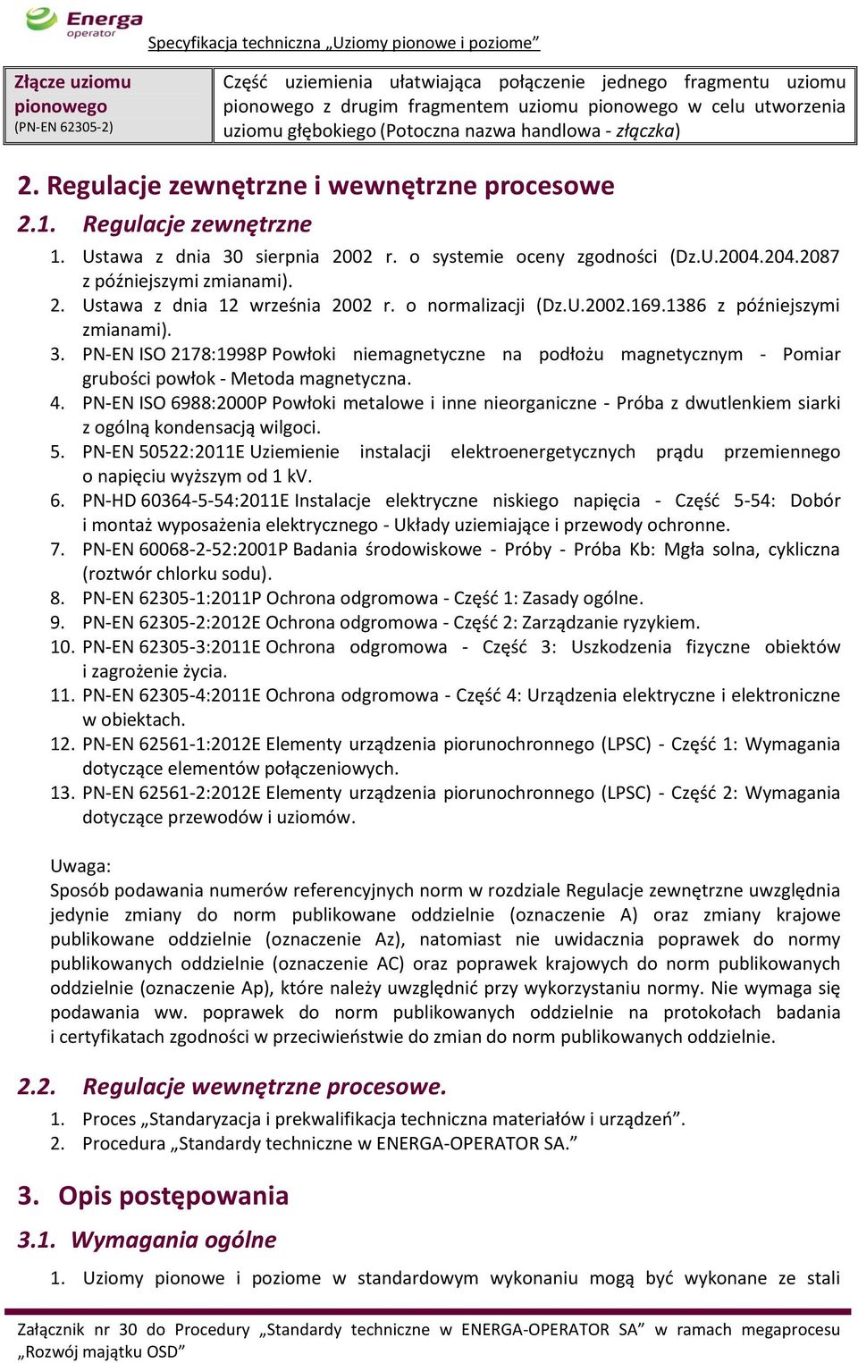 2087 z późniejszymi zmianami). 2. Ustawa z dnia 12 września 2002 r. o normalizacji (Dz.U.2002.169.1386 z późniejszymi zmianami). 3.