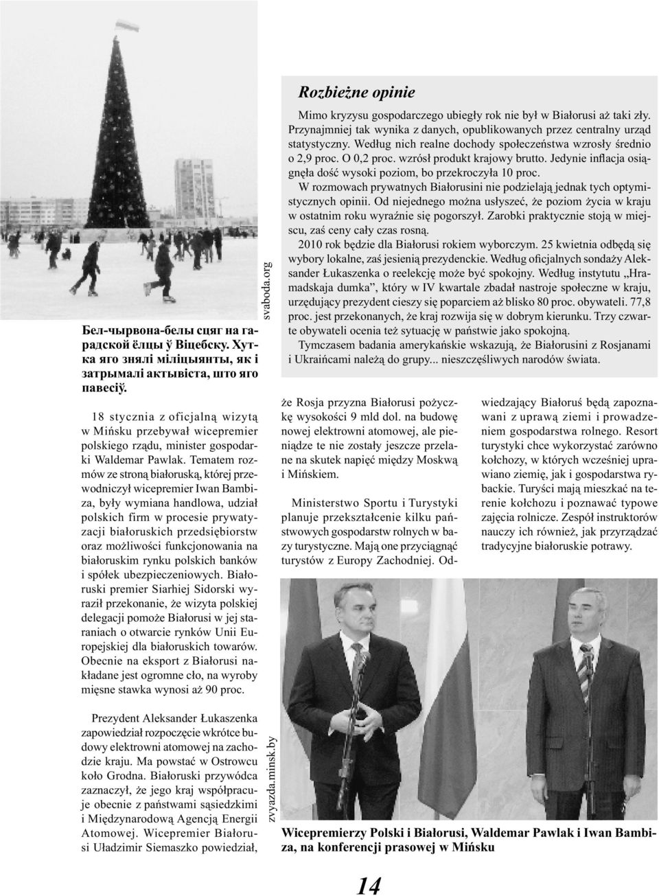 Tematem rozmów ze stroną białoruską, której przewodniczył wicepremier Iwan Bambiza, były wymiana handlowa, udział polskich firm w procesie prywatyzacji białoruskich przedsiębiorstw oraz możliwości
