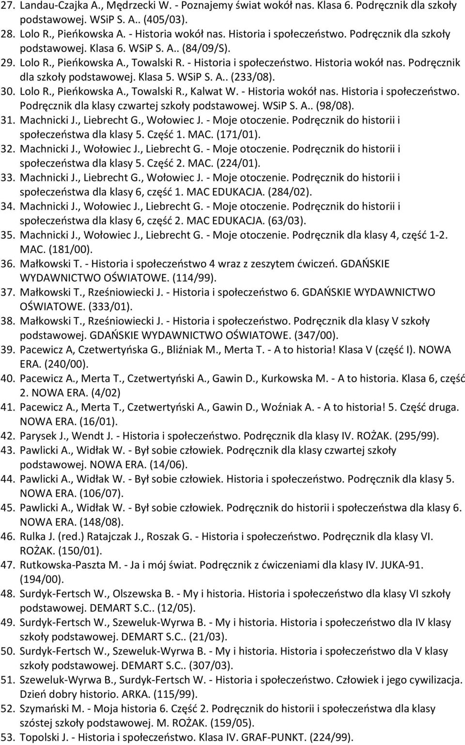 Podręcznik dla szkoły podstawowej. Klasa 5. WSiP S. A.. (233/08). 30. Lolo R., Pieńkowska A., Towalski R., Kalwat W. - Historia wokół nas. Historia i społeczeństwo.