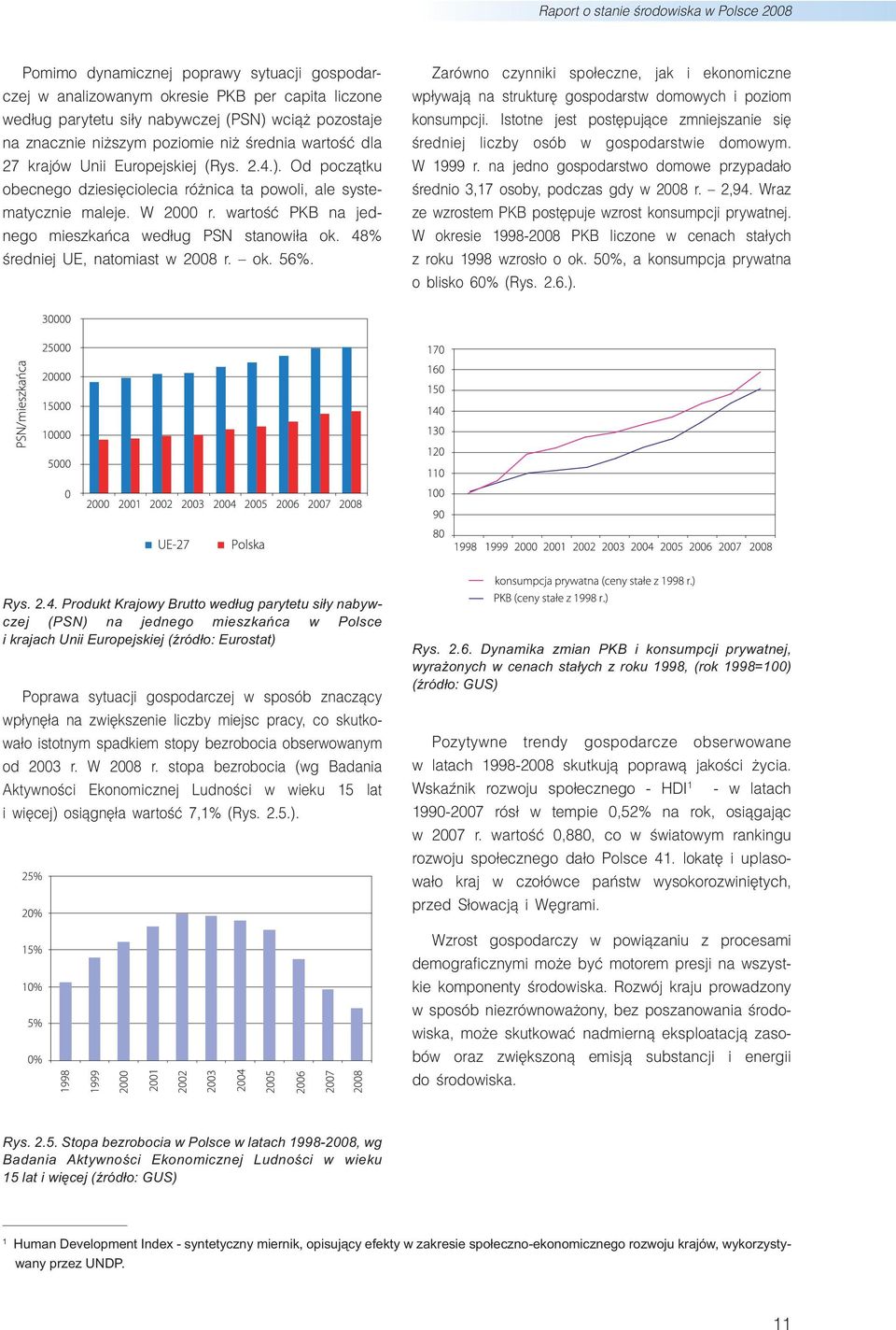 wartość PKB na jednego mieszkańca według PSN stanowiła ok. 48% średniej UE, natomiast w 2008 r. ok. 56%.