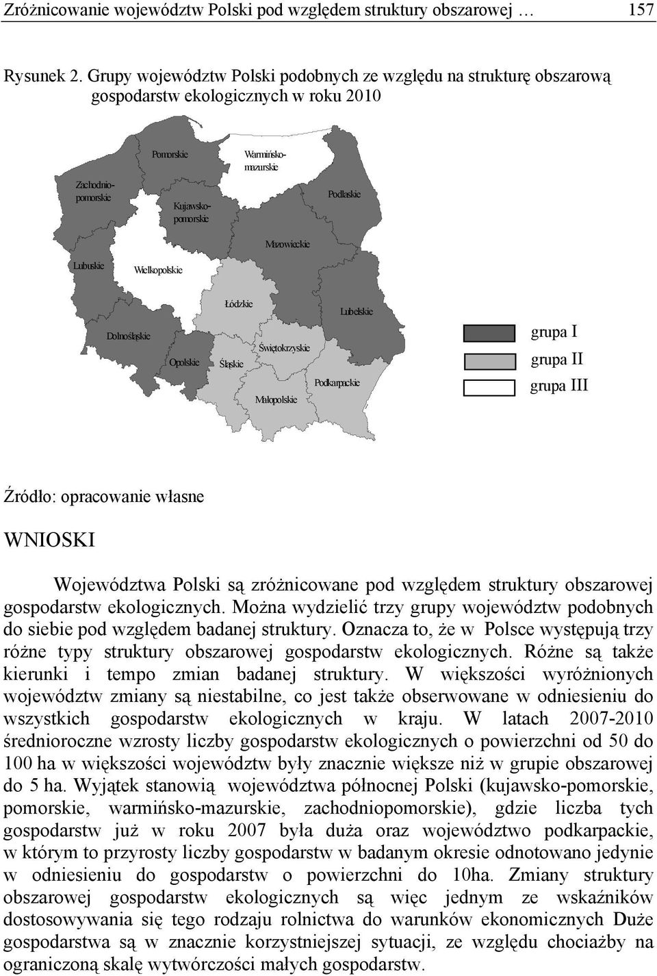 Lubuskie Wielkopolskie Dolnośląskie Łódzkie Lubelskie Świętokrzyskie Śląskie Podkarpackie Małopolskie grupa I grupa II grupa III WNIOSKI Województwa Polski są zróżnicowane pod względem struktury