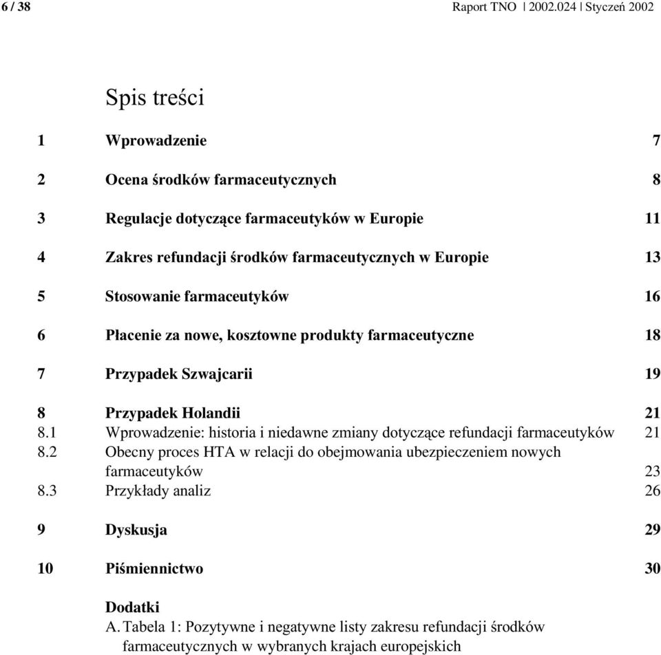 " 18 7 Przypadek Szwajcarii 19 8 Przypadek Holandii 21 8.1 26 '& ') 21 8.