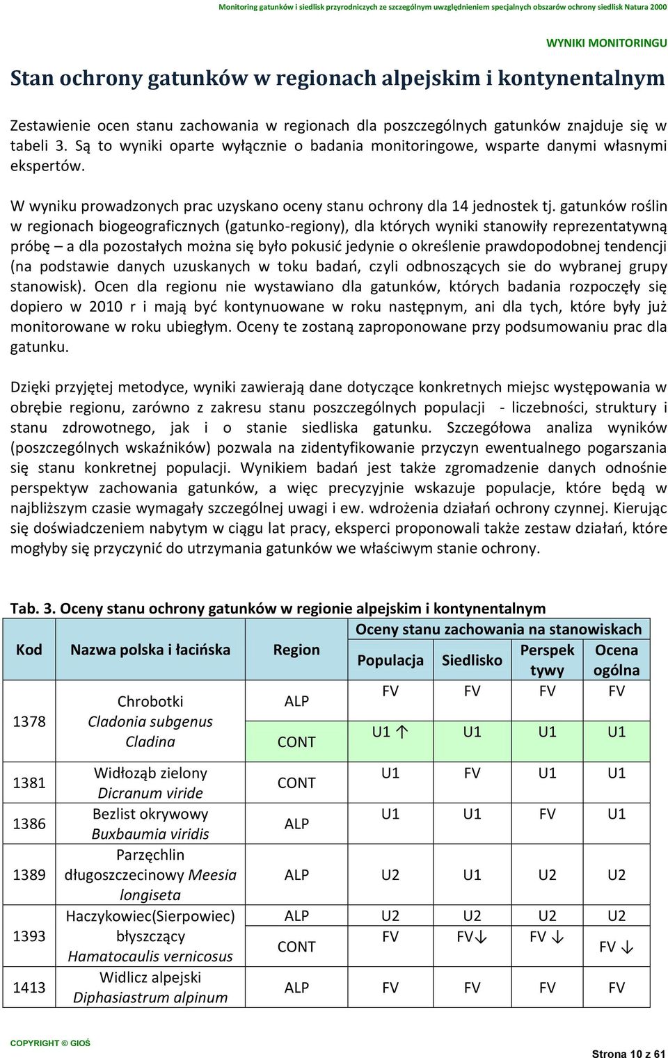gatunków roślin w regionach biogeograficznych (gatunko-regiony), dla których wyniki stanowiły reprezentatywną próbę a dla pozostałych można się było pokusid jedynie o określenie prawdopodobnej