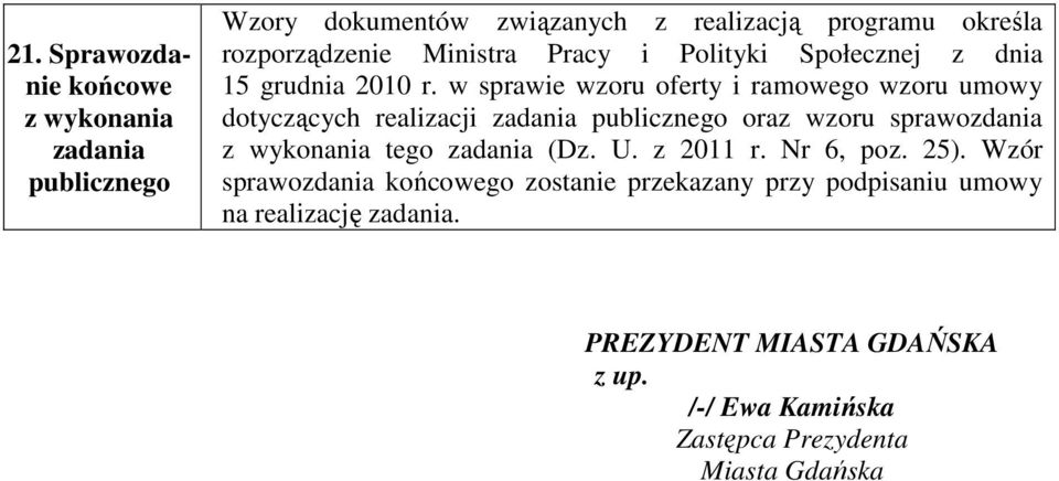 w sprawie wzoru oferty i ramowego wzoru umowy dotyczących realizacji zadania publicznego oraz wzoru sprawozdania z wykonania tego