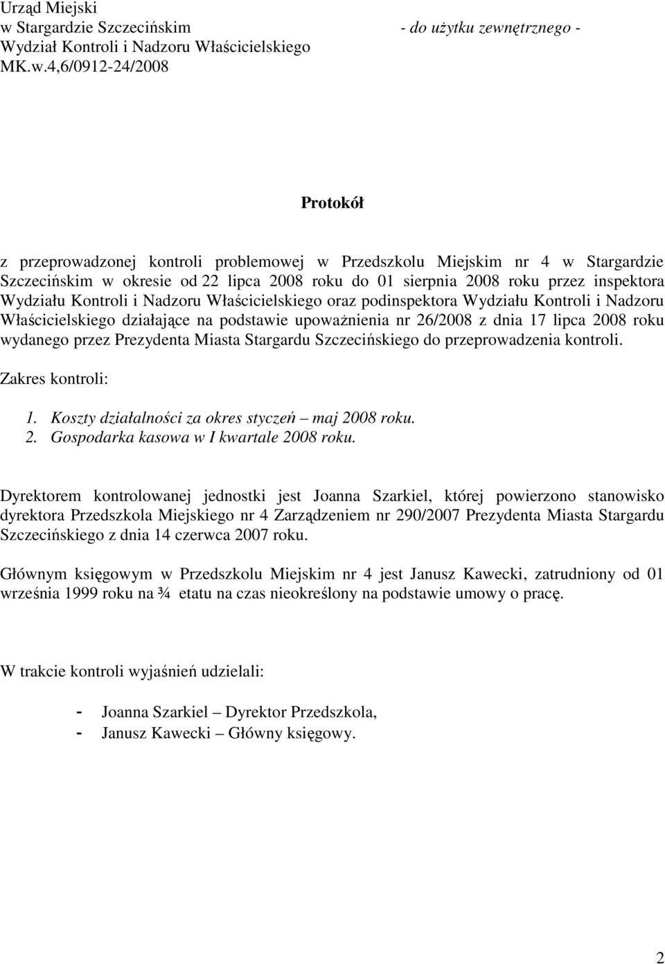 ętrznego - Wydział Kontroli i Nadzoru Właścicielskiego MK.w.