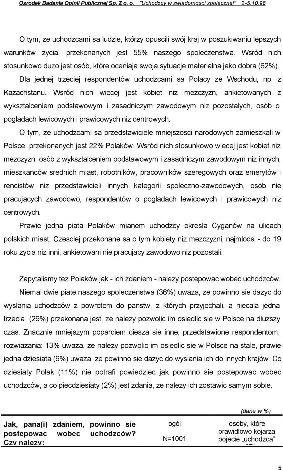 Wsród nich wiecej jest kobiet niz mezczyzn, ankietowanych z wyksztalceniem podstawowym i zasadniczym zawodowym niz pozostalych, osób o pogladach lewicowych i prawicowych niz centrowych.