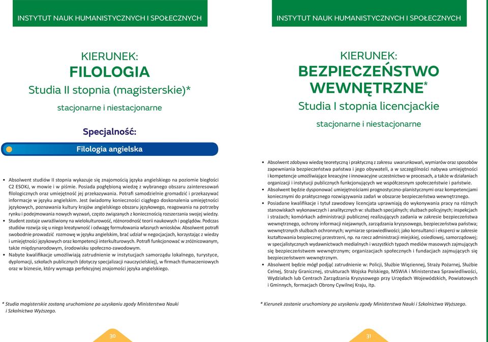 biegłości C2 ESOKJ, w mowie i w piśmie. Posiada pogłębioną wiedzę z wybranego obszaru zainteresowań filologicznych oraz umiejętność jej przekazywania.