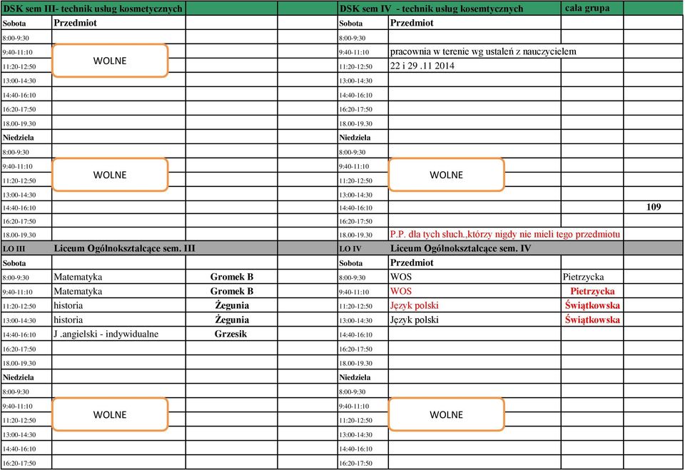 III LO IV Liceum Ogólnokształcące sem.