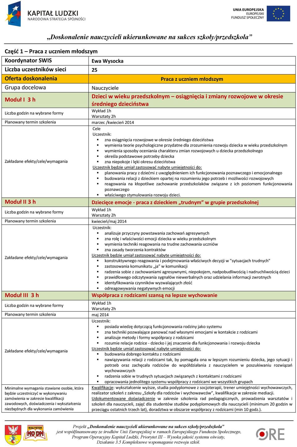 przedszkolnego określa podstawowe potrzeby dziecka zna niepokoje i lęki okresu dzieciństwa planowania pracy z dziećmi z uwzględnieniem ich funkcjonowania poznawczego i emocjonalnego budowania relacji