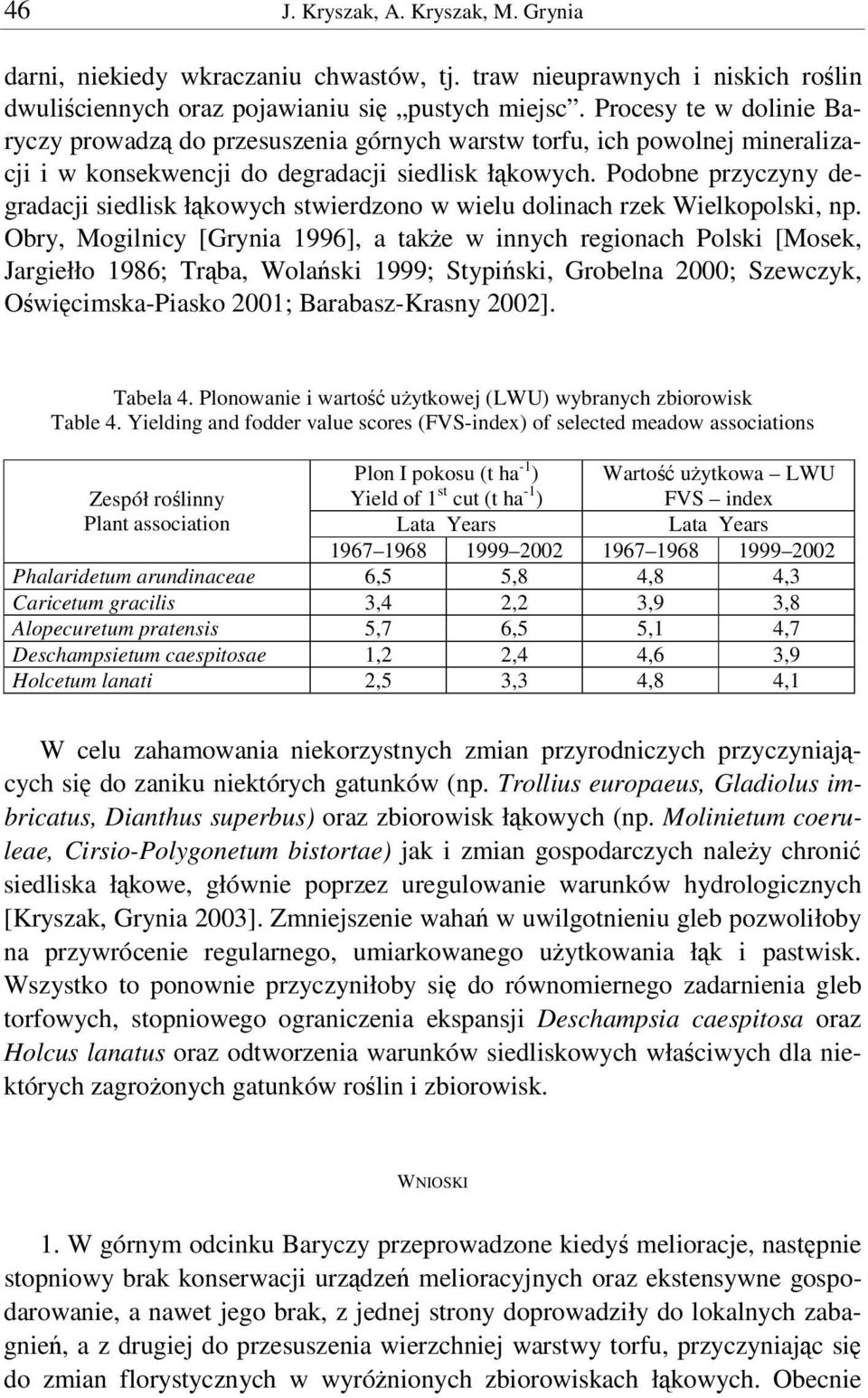 Podobne przyczyny degradacji siedlisk łkowych stwierdzono w wielu dolinach rzek Wielkopolski, np.