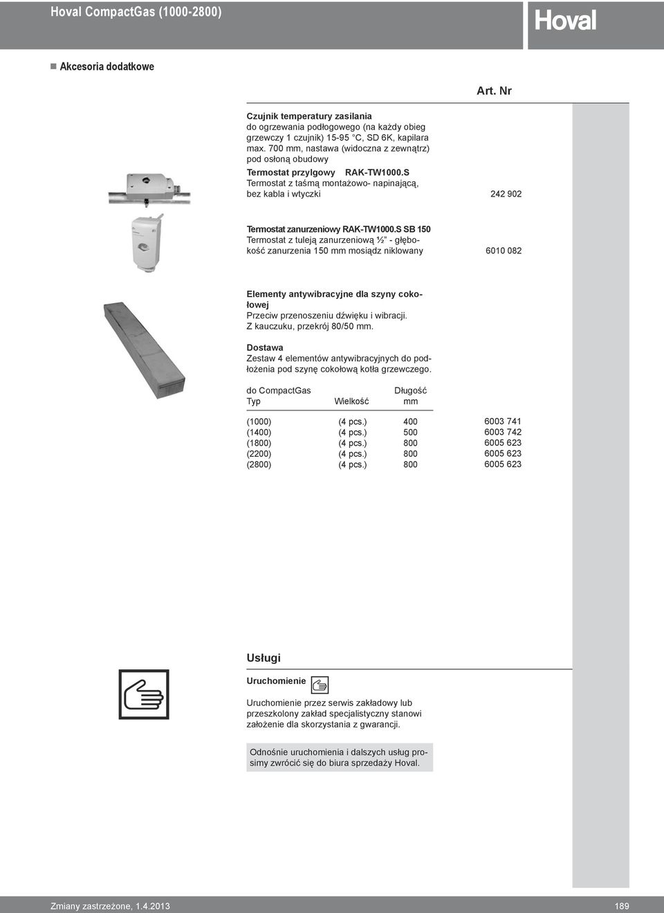 S SB 50 ermostat z tuleją zanurzeniową ½ - głębokość zanurzenia 50 mm mosiądz niklowany 600 082 52. Elementy antywibracyjne dla szyny cokołowej Przeciw przenoszeniu dźwięku i wibracji.