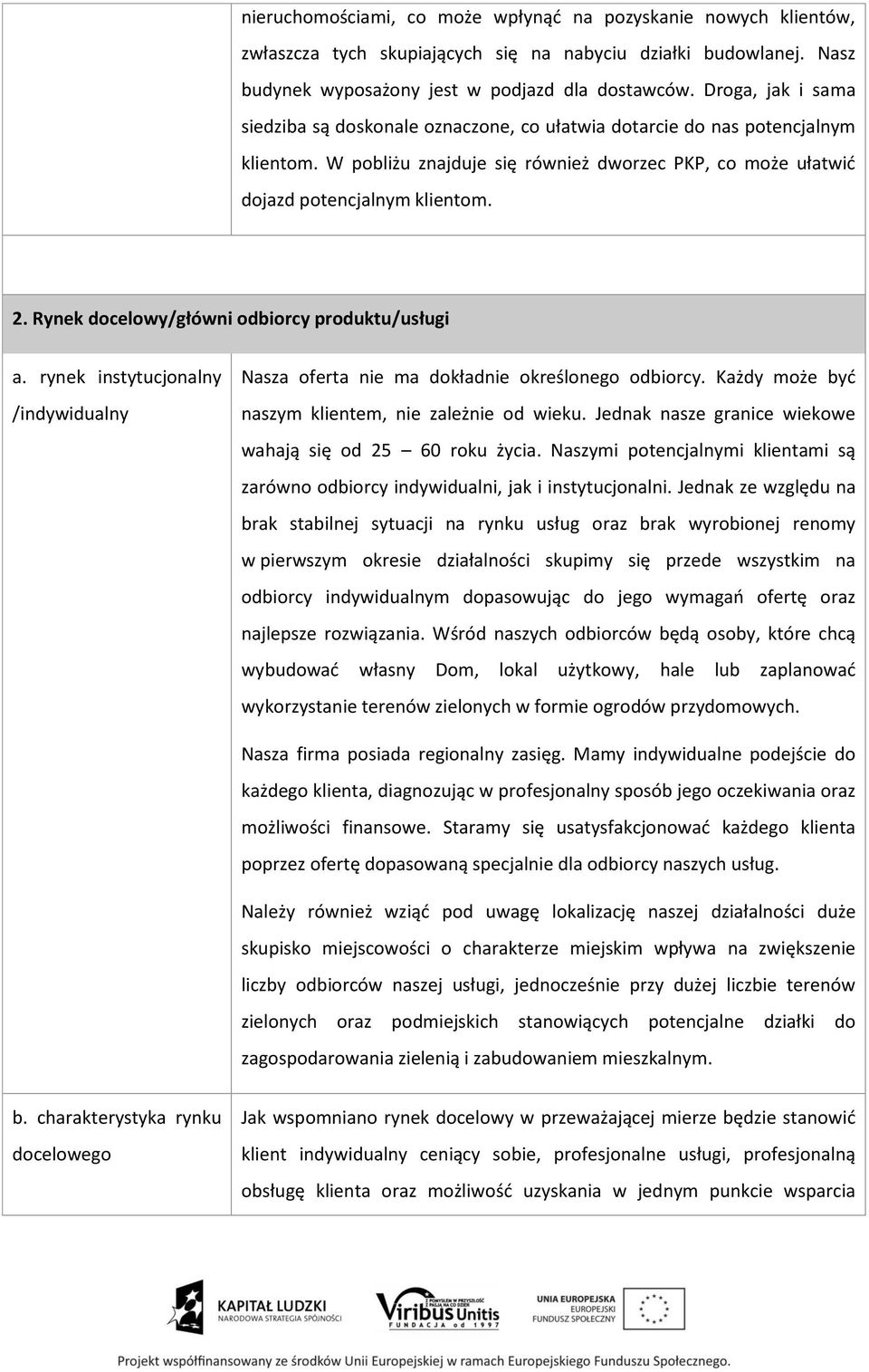 Rynek docelowy/główni odbiorcy produktu/usługi a. rynek instytucjonalny /indywidualny Nasza oferta nie ma dokładnie określonego odbiorcy. Każdy może być naszym klientem, nie zależnie od wieku.