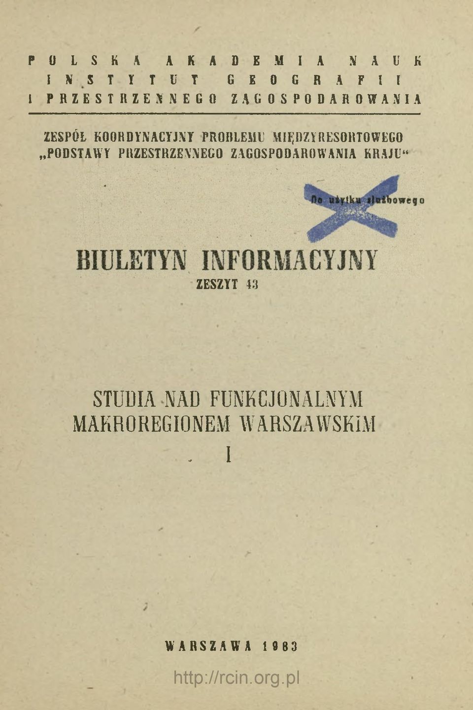 MIĘDZYRESORTOWEGO PODSTAW Y PRZESTRZENNEGO ZAGOSPODAROWANIA KRAJU" owego BIULETYN