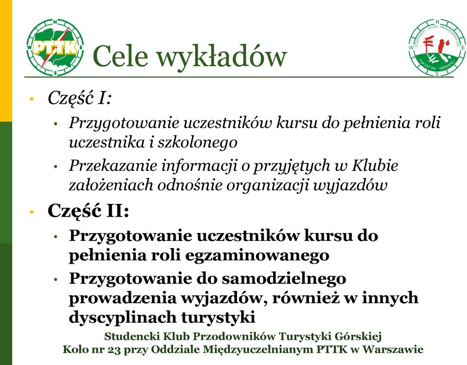 wyjazdów Część II: Przygtwanie uczestników kursu d pełnienia rli egzaminwaneg