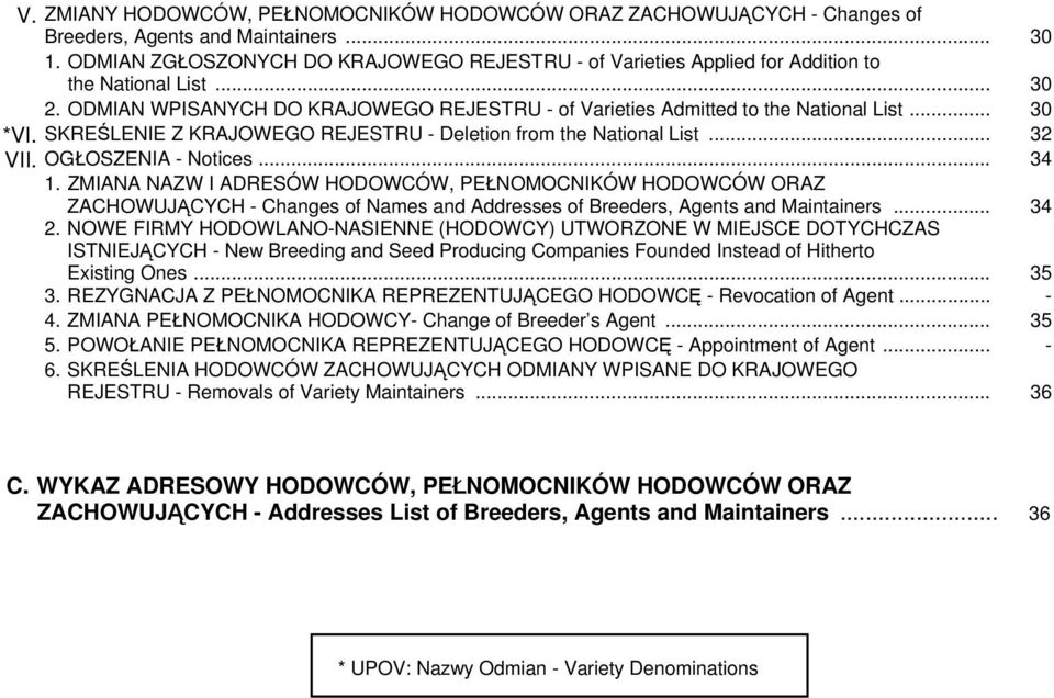 SKREŚLENIE Z KRAJOWEGO REJESTRU - Deletion from the National List... 32 VII. OGŁOSZENIA - Notices... 34 1.