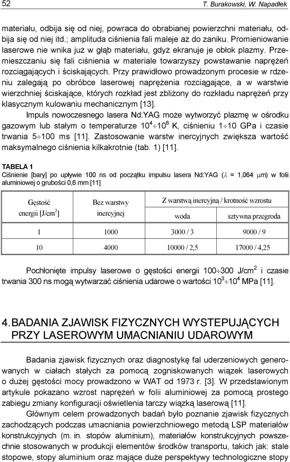 Przy prawidłowo prowadzonym procesie w rdzeniu zalegają po obróbce laserowej naprężenia rozciągające, a w warstwie wierzchniej ściskające, których rozkład jest zbliżony do rozkładu naprężeń przy