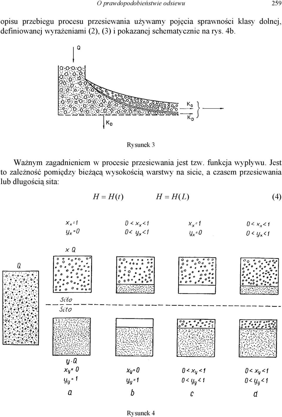 Rysunek 3 Ważnym zagadnieniem w procesie przesiewania jest tzw. funkcja wypływu.