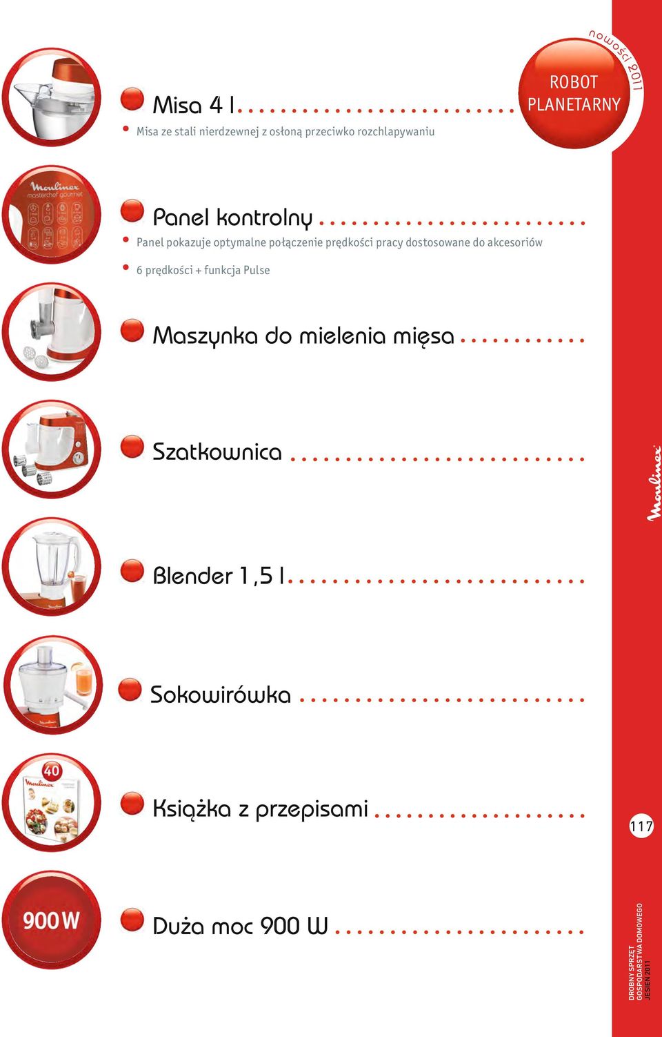 akcesoriów 6 prędkości + funkcja Pulse Maszynka do mielenia miêsa Szatkownica Blender 1,5 l