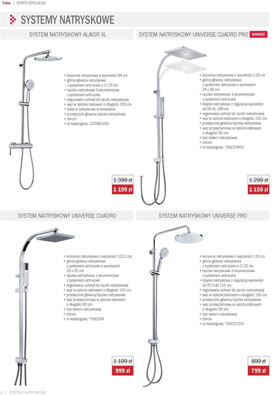 rączka natryskowa 1-strumieniowa drążek natryskowy z regulacją wysokości od 99 do 188 cm wąż w oplocie stalowym o długości 150 cm wąż przyłączeniowy w oplocie stalowym o długości 80 cm bez baterii