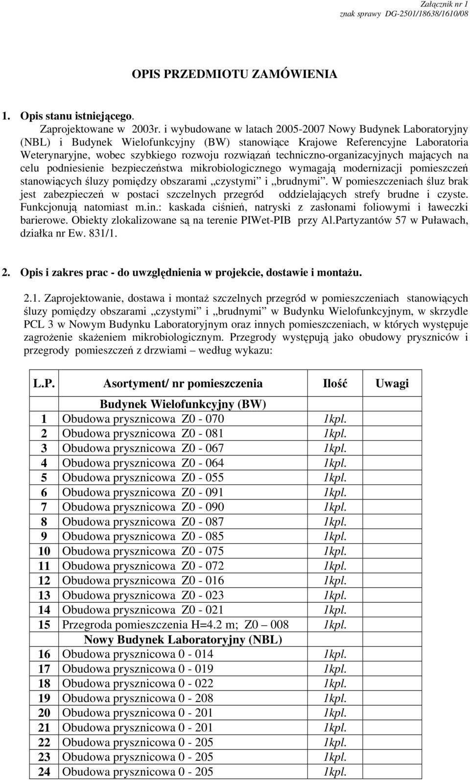 techniczno-organizacyjnych mających na celu podniesienie bezpieczeństwa mikrobiologicznego wymagają modernizacji pomieszczeń stanowiących śluzy pomiędzy obszarami czystymi i brudnymi.