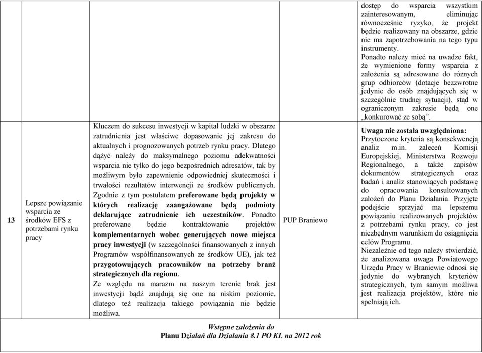 Dlatego dążyć należy do maksymalnego poziomu adekwatności wsparcia nie tylko do jego bezpośrednich adresatów, tak by możliwym było zapewnienie odpowiedniej skuteczności i trwałości rezultatów