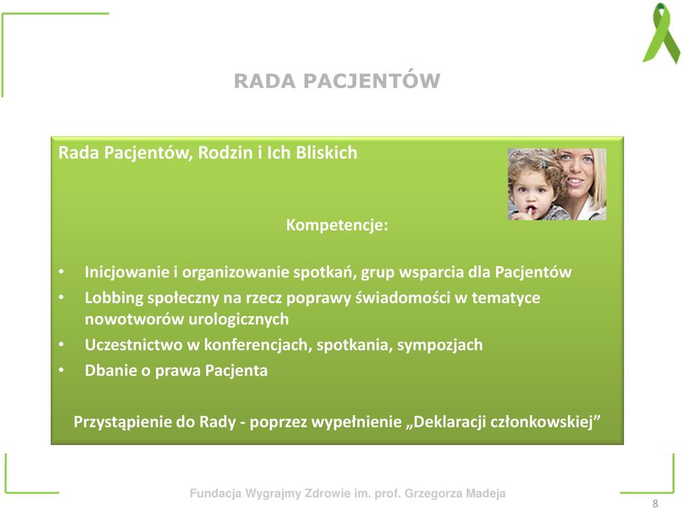 świadomości w tematyce nowotworów urologicznych Uczestnictwo w konferencjach, spotkania,