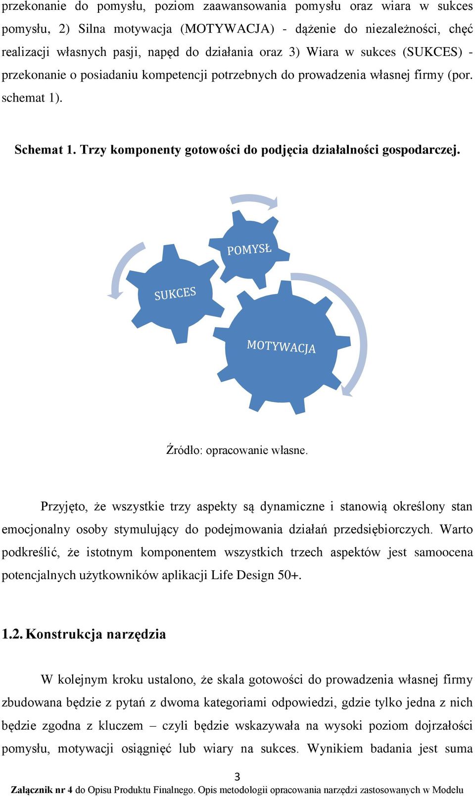 Źródło: opracowanie własne. Przyjęto, że wszystkie trzy aspekty są dynamiczne i stanowią określony stan emocjonalny osoby stymulujący do podejmowania działań przedsiębiorczych.