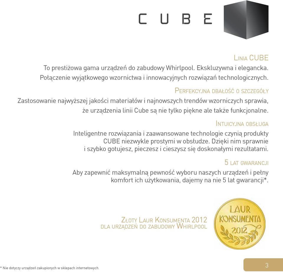 Intuicyjna obsługa Inteligentne rozwiązania i zaawansowane technologie czynią produkty CUBE niezwykle prostymi w obsłudze.