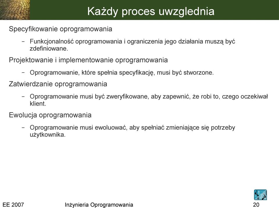 Projektowanie i implementowanie oprogramowania Oprogramowanie, które spełnia specyfikację, musi być stworzone.