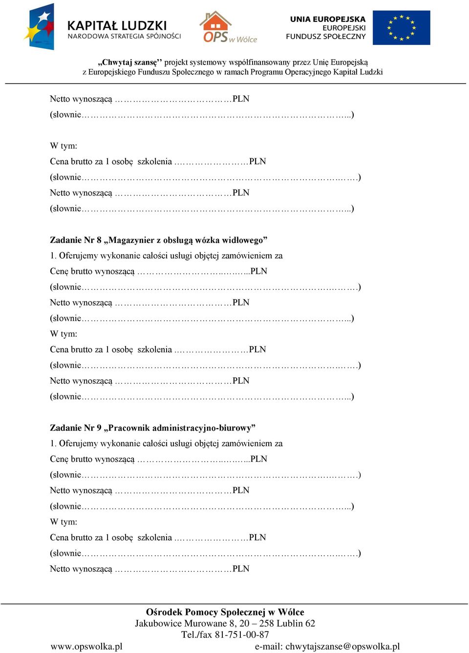 widłowego Zadanie Nr 9