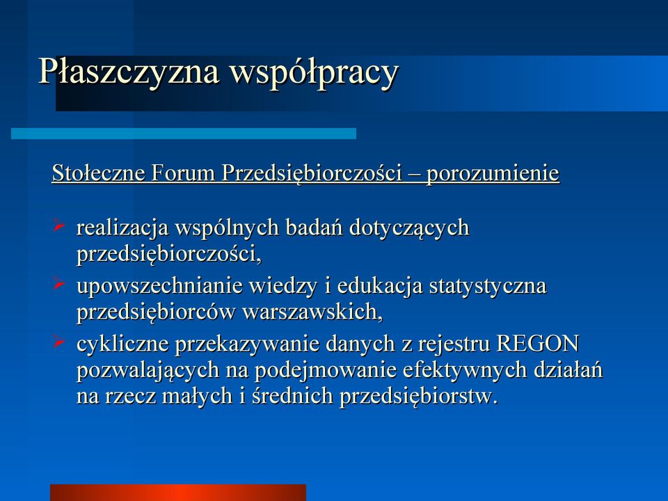 statystyczna przedsiębiorców warszawskich, cykliczne przekazywanie danych z rejestru