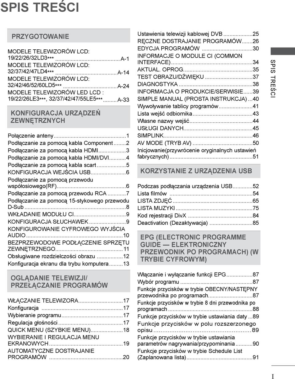 .. Podłączanie za pomocą kabla HDMI/DVI...4 Podłączanie za pomocą kabla scart...5 KONFIGURACJA WEJŚCIA USB...6 Podłączanie za pomocą przewodu współosiowego(rf)...6 Podłączanie za pomocą przewodu RCA.