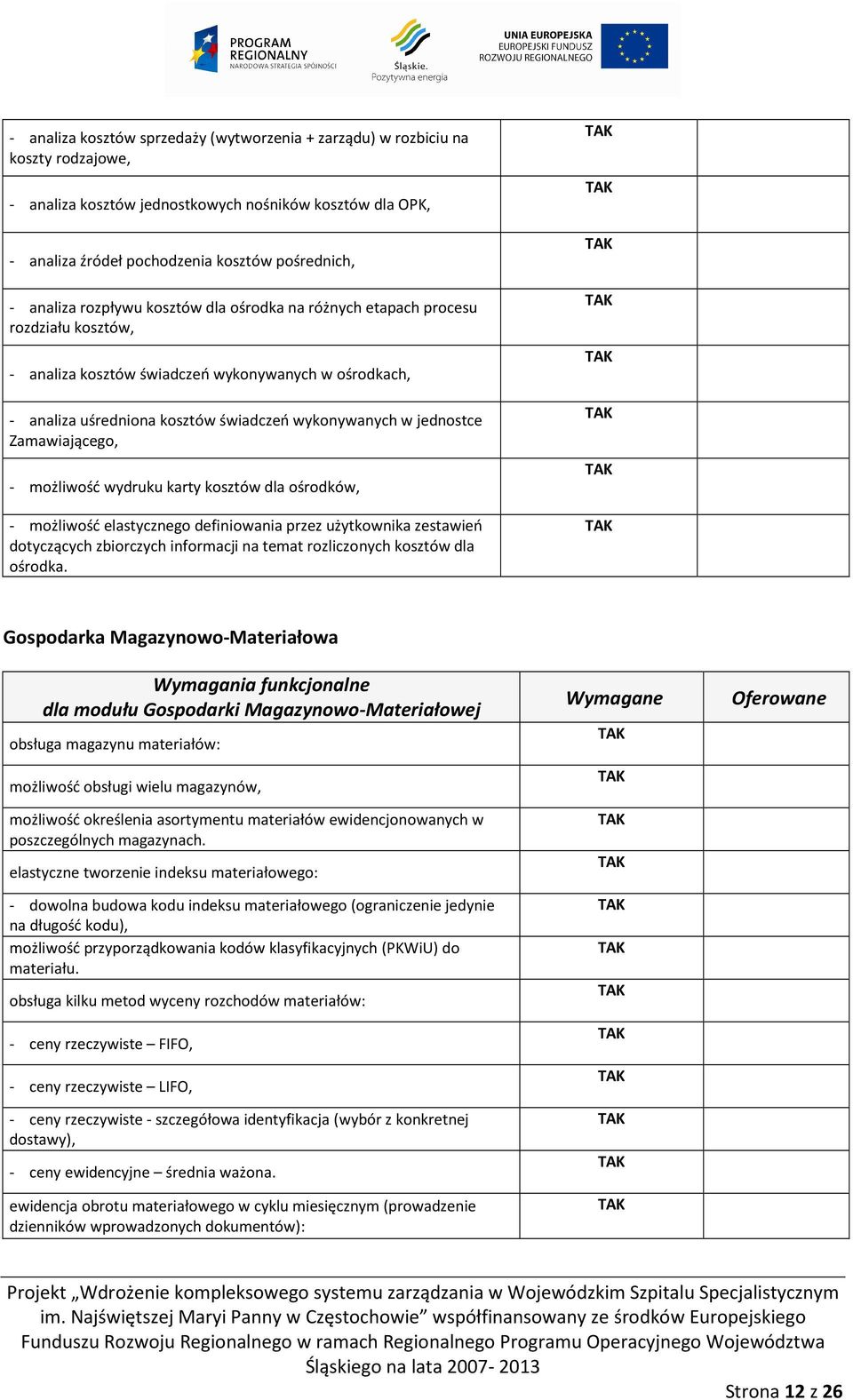 jednostce Zamawiającego, - możliwość wydruku karty kosztów dla ośrodków, - możliwość elastycznego definiowania przez użytkownika zestawień dotyczących zbiorczych informacji na temat rozliczonych