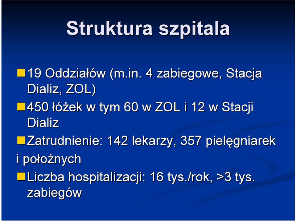 ZOL i 12 w Stacji Dializ Zatrudnienie: 142 lekarzy, 357