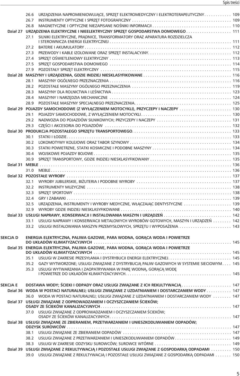 1 SILNIKI ELEKTRYCZNE, PRĄDNICE, TRANSFORMATORY ORAZ APARATURA ROZDZIELCZA I STEROWNICZA ENERGII ELEKTRYCZNEJ...................................................... 111 27.2 BATERIE I AKUMULATORY.