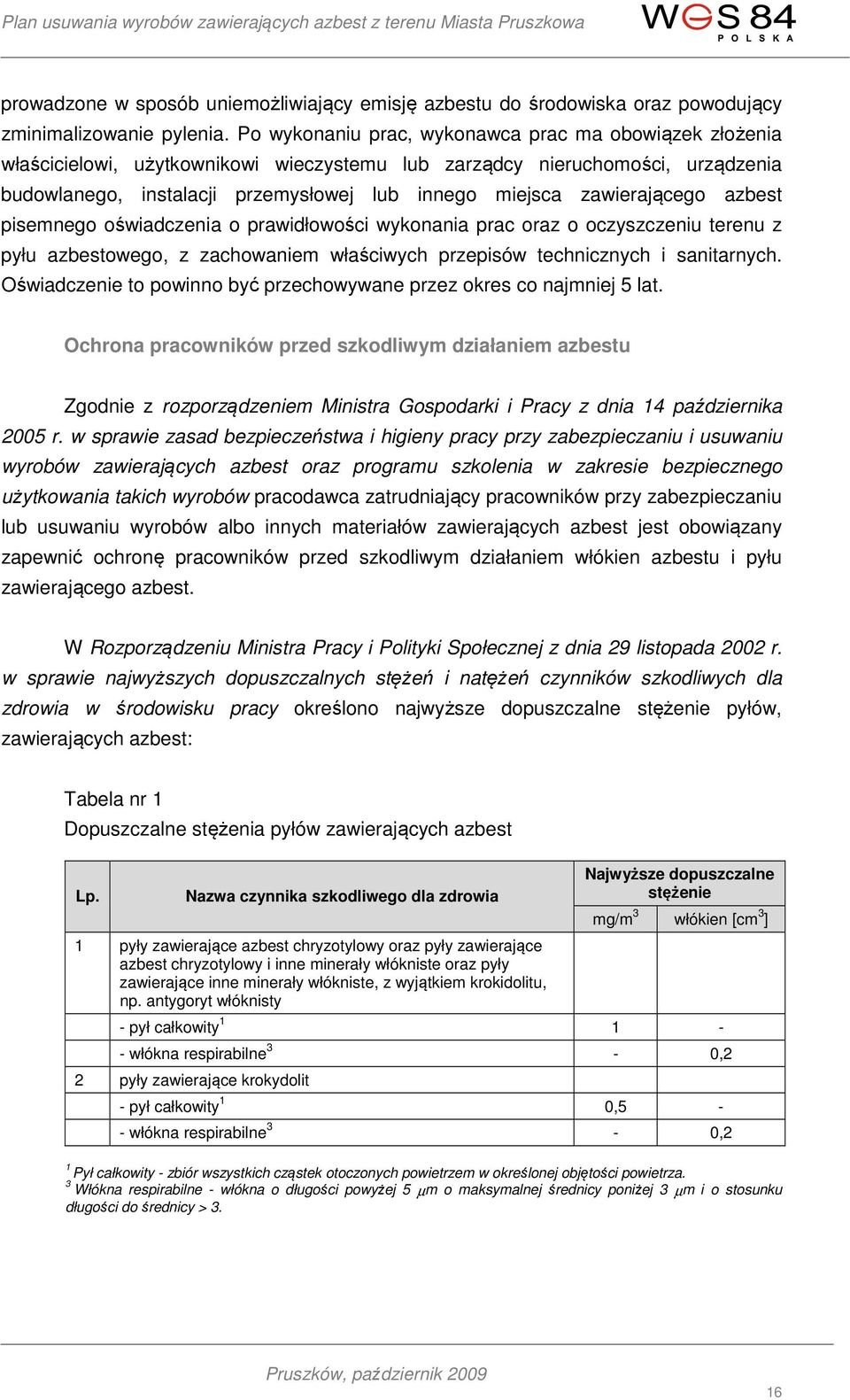 zawierającego azbest pisemnego oświadczenia o prawidłowości wykonania prac oraz o oczyszczeniu terenu z pyłu azbestowego, z zachowaniem właściwych przepisów technicznych i sanitarnych.