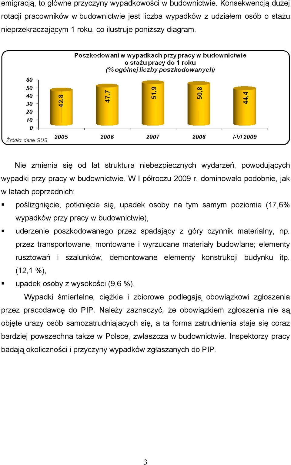 Nie zmienia się od lat struktura niebezpiecznych wydarzeń, powodujących wypadki przy pracy w budownictwie. W I półroczu 2009 r.