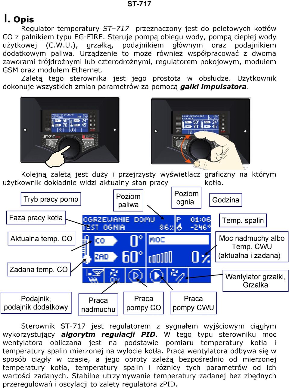 Urządzenie to może również współpracować z dwoma zaworami trójdrożnymi lub czterodrożnymi, regulatorem pokojowym, modułem GSM oraz modułem Ethernet.