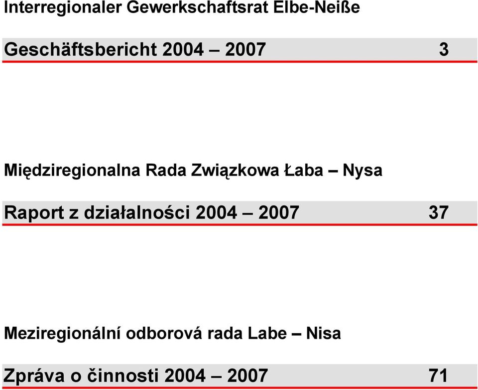 Związkowa Łaba Nysa Raport z działalności 2004 2007 37